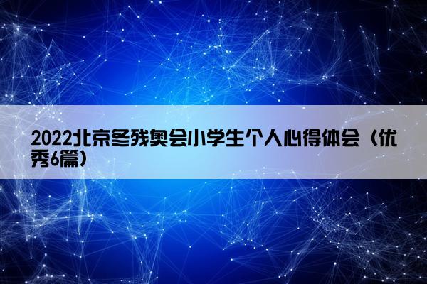 2022北京冬残奥会小学生个人心得体会（优秀6篇）