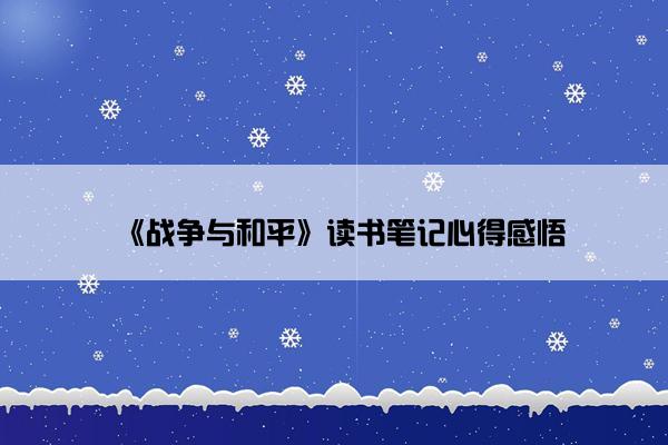 《战争与和平》读书笔记心得感悟