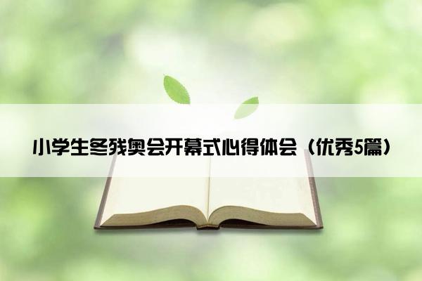 小学生冬残奥会开幕式心得体会（优秀5篇）