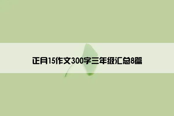 正月15作文300字三年级汇总8篇