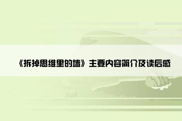 《拆掉思维里的墙》主要内容简介及读后感