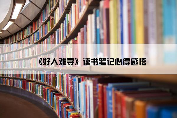 《好人难寻》读书笔记心得感悟