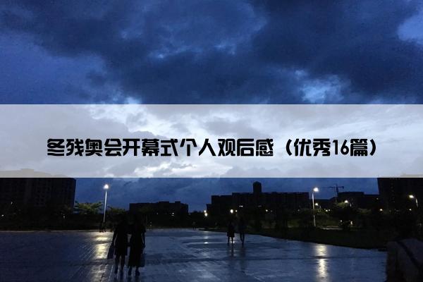 冬残奥会开幕式个人观后感（优秀16篇）