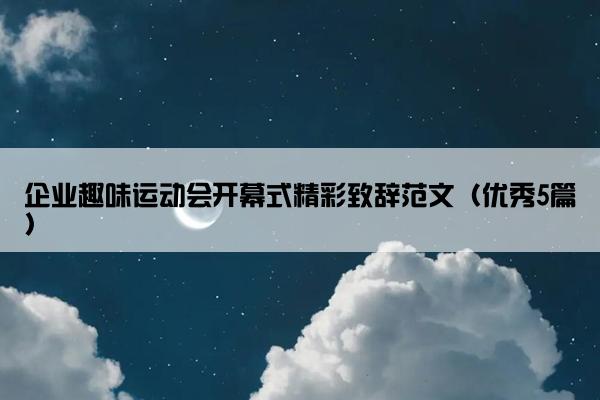 企业趣味运动会开幕式精彩致辞范文（优秀5篇）