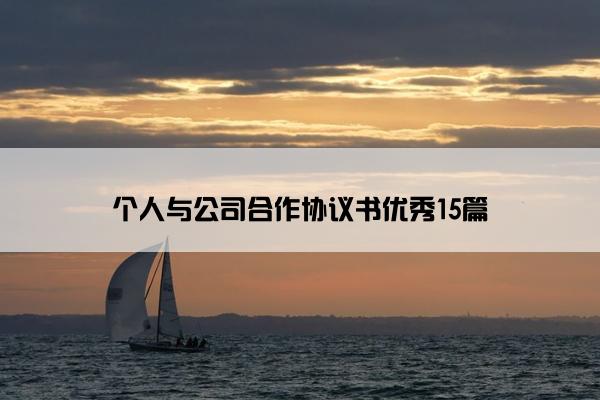 个人与公司合作协议书优秀15篇