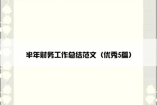 半年财务工作总结范文（优秀5篇）