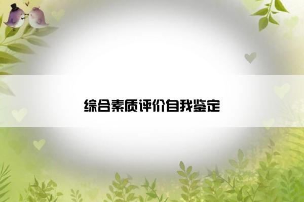 综合素质评价自我鉴定