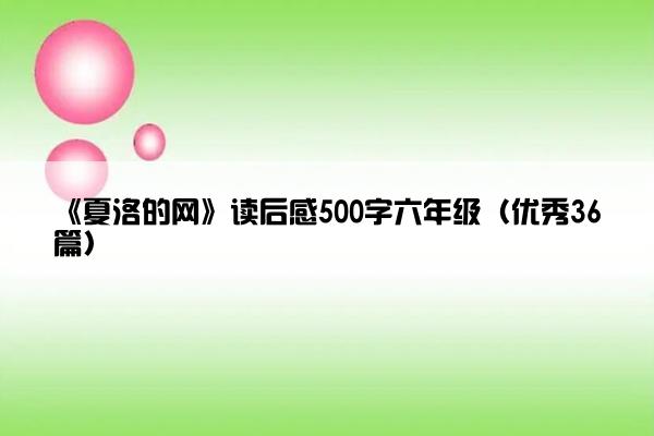 《夏洛的网》读后感500字六年级（优秀36篇）