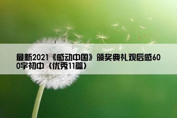 最新2021《感动中国》颁奖典礼观后感600字初中（优秀11篇）