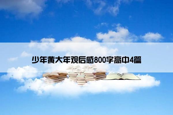 少年黄大年观后感800字高中4篇
