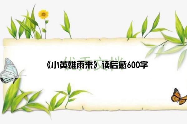 《小英雄雨来》读后感600字