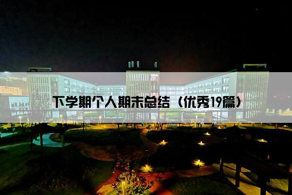 下学期个人期末总结（优秀19篇）
