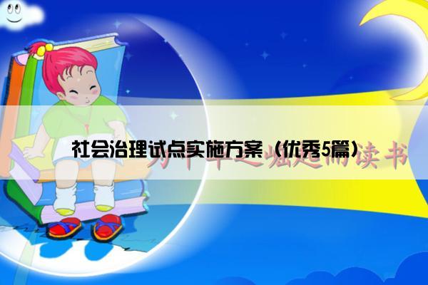 社会治理试点实施方案（优秀5篇）