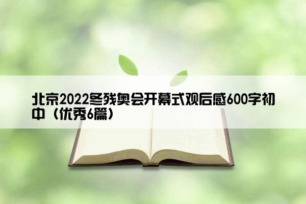 北京2022冬残奥会开幕式观后感600字初中（优秀6篇）