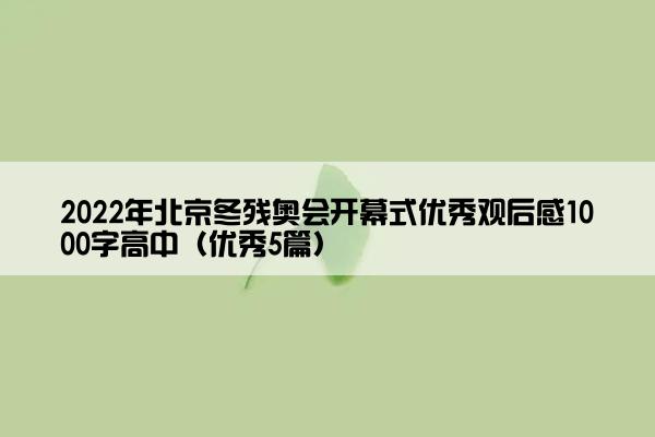 2022年北京冬残奥会开幕式优秀观后感1000字高中（优秀5篇）