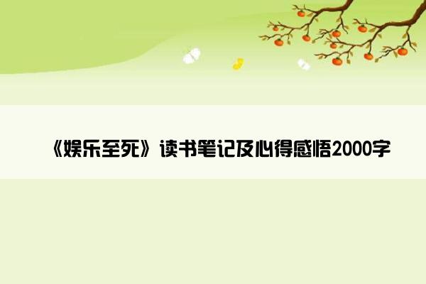 《娱乐至死》读书笔记及心得感悟2000字