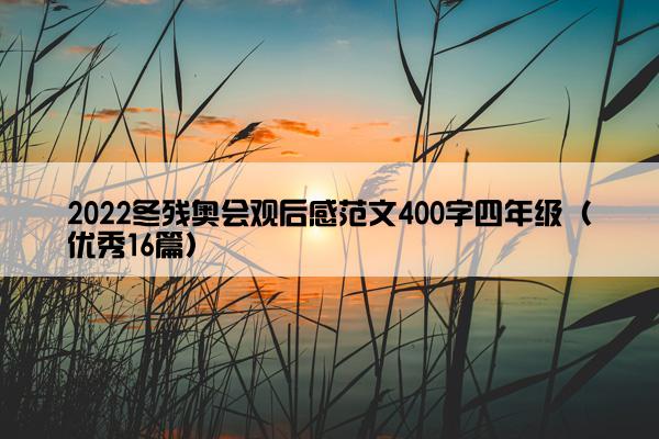 2022冬残奥会观后感范文400字四年级（优秀16篇）