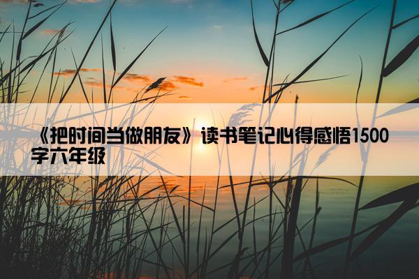 《把时间当做朋友》读书笔记心得感悟1500字六年级