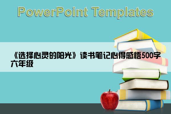 《选择心灵的阳光》读书笔记心得感悟500字六年级