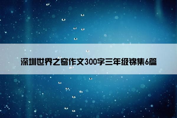 深圳世界之窗作文300字三年级锦集6篇