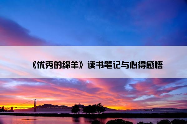 《优秀的绵羊》读书笔记与心得感悟