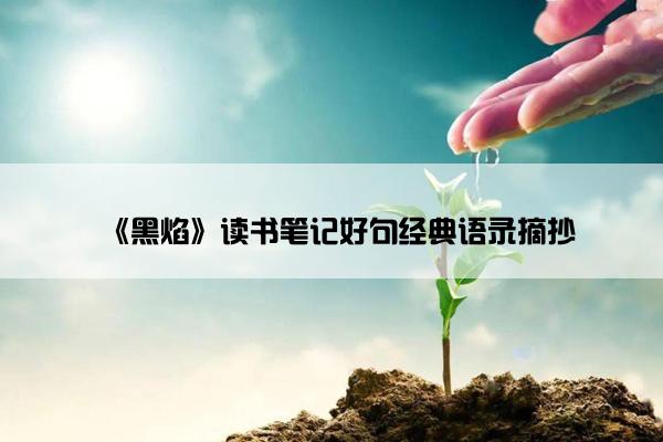 《黑焰》读书笔记好句经典语录摘抄