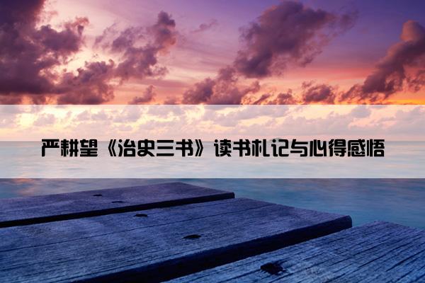严耕望《治史三书》读书札记与心得感悟