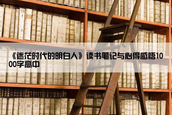 《迷茫时代的明白人》读书笔记与心得感悟1000字高中