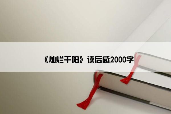 《灿烂千阳》读后感2000字