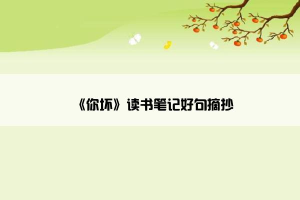 《你坏》读书笔记好句摘抄