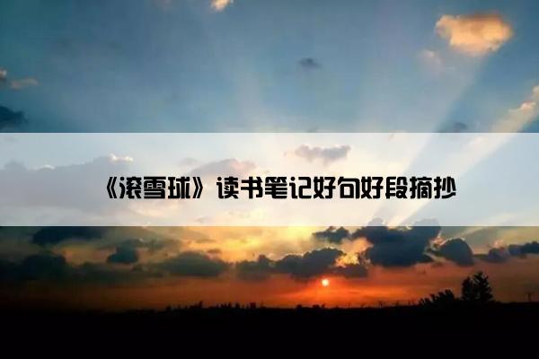 《滚雪球》读书笔记好句好段摘抄