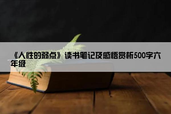 《人性的弱点》读书笔记及感悟赏析500字六年级