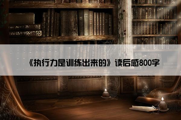 《执行力是训练出来的》读后感800字