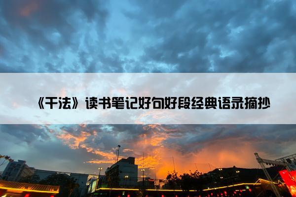 《干法》读书笔记好句好段经典语录摘抄