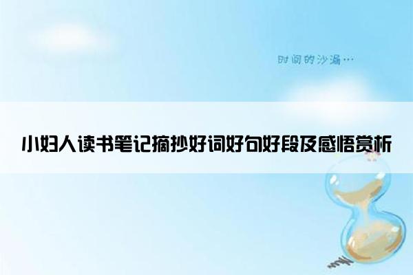 小妇人读书笔记摘抄好词好句好段及感悟赏析