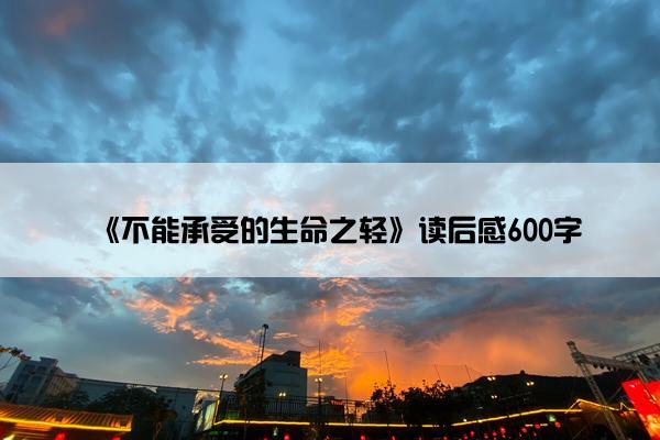 《不能承受的生命之轻》读后感600字