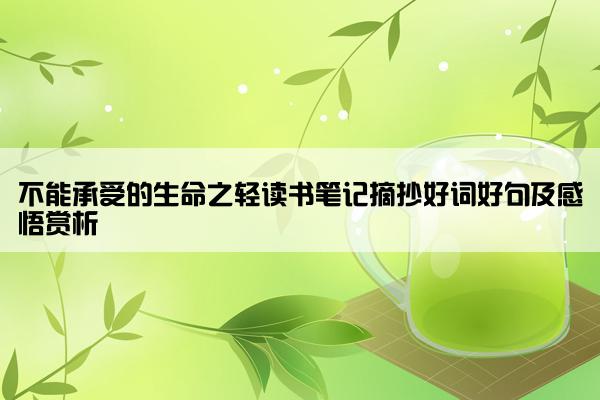 不能承受的生命之轻读书笔记摘抄好词好句及感悟赏析