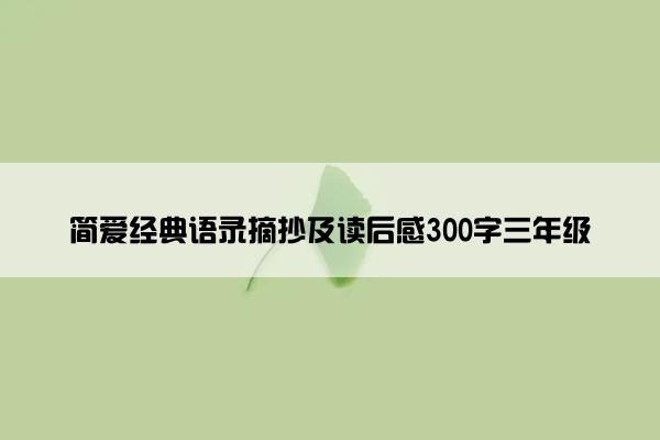 简爱经典语录摘抄及读后感300字三年级