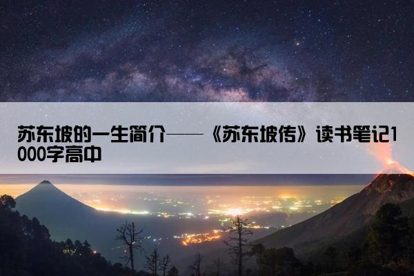苏东坡的一生简介——《苏东坡传》读书笔记1000字高中