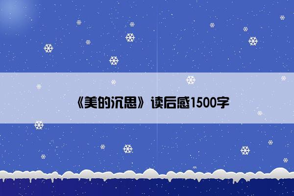 《美的沉思》读后感1500字