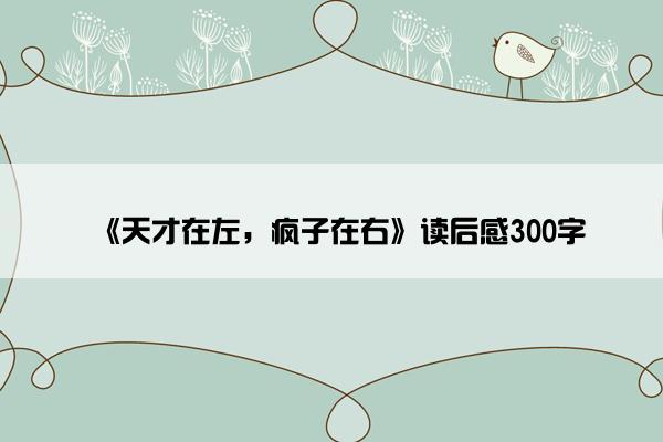 《天才在左，疯子在右》读后感300字