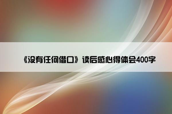 《没有任何借口》读后感心得体会400字