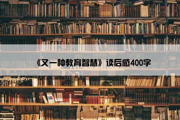 《又一种教育智慧》读后感400字
