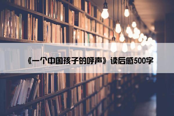 《一个中国孩子的呼声》读后感500字