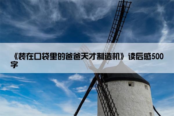 《装在口袋里的爸爸天才制造机》读后感500字