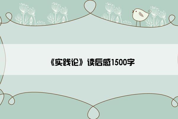 《实践论》读后感1500字