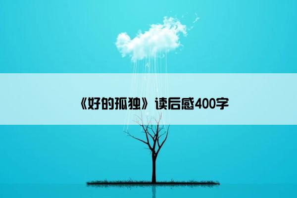 《好的孤独》读后感400字