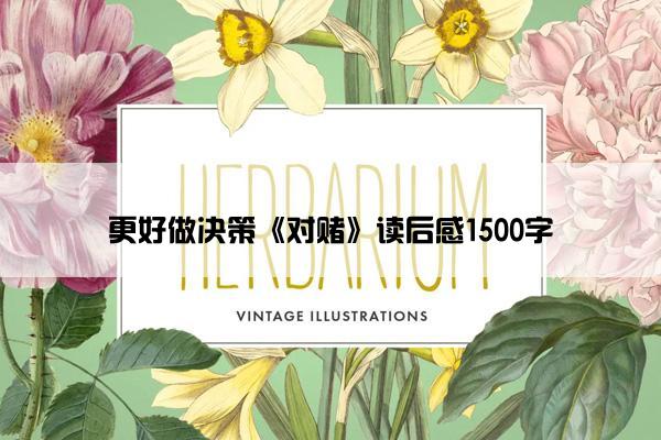 更好做决策《对赌》读后感1500字