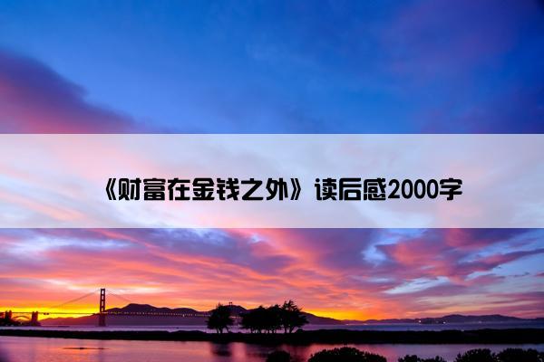《财富在金钱之外》读后感2000字