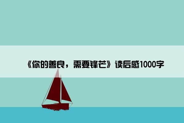 《你的善良，需要锋芒》读后感1000字